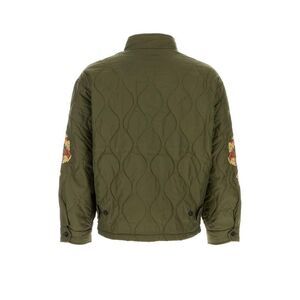 BARRACUTA Men's Quilted Stand Collar Jacket with Sleeve Embroidery Men GREEN